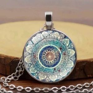 Boho Glass Dome Pendant Necklace NEW